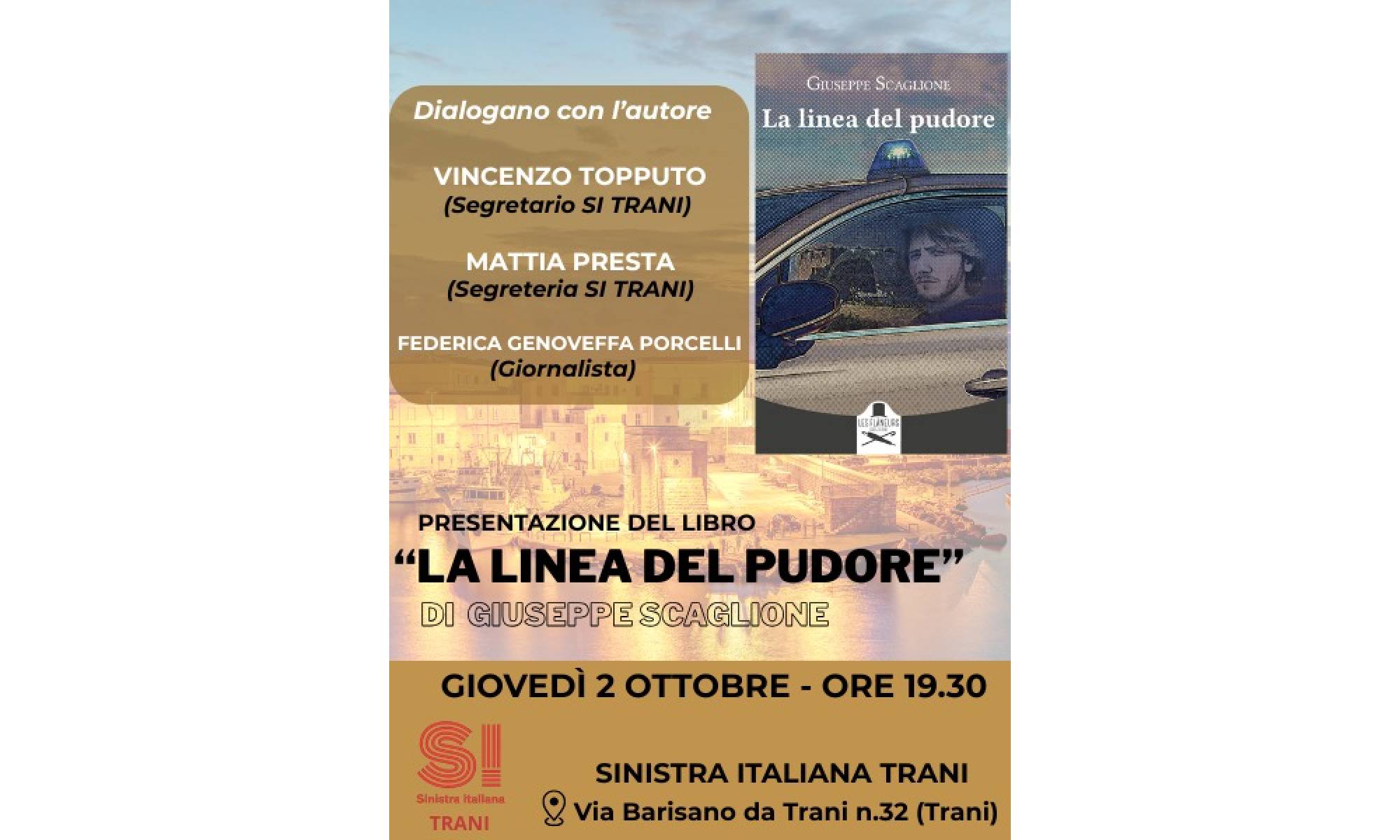 La linea del pudore, giovedì sera la presentazione del libro organizzata da Sinistra Italiana