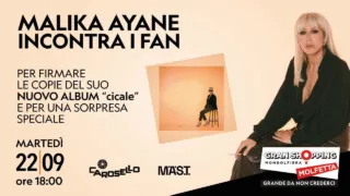 Malika Ayane firma le copie del nuovo album “Cicale” al Gran Shopping Molfetta